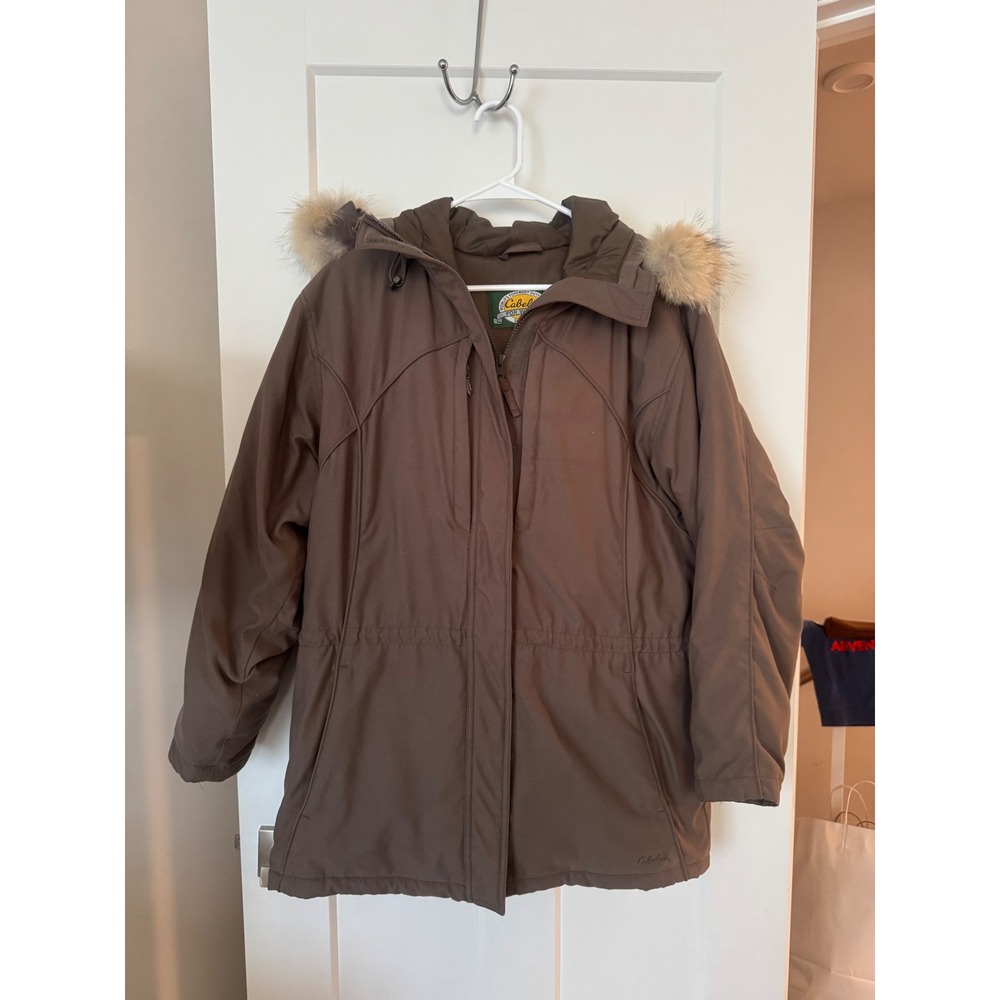 Cabelas Womens Brown Gore-Tex Thinsulate Parka Jacket Fur Hood Size M Reg
